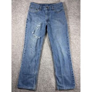 Carhartt Relaxed Fit Jeans Mens 34x32 Blue Denim Distressed Work Pants (READ)